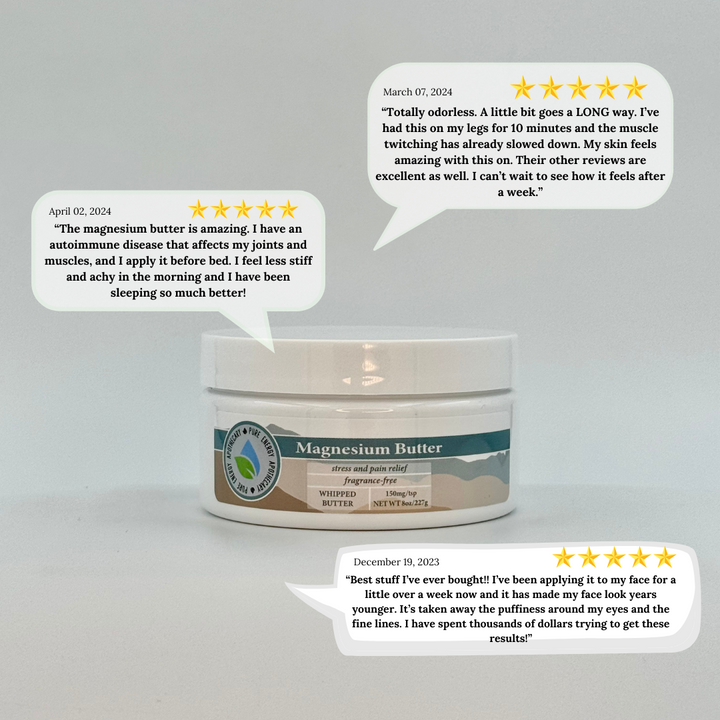 Magnesium Whipped Butter 8oz (Pure & Natural, Unscented)