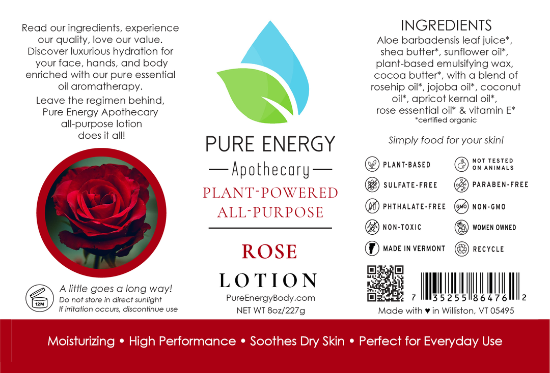 Natural All Purpose Lotion 8 Oz (Rose)